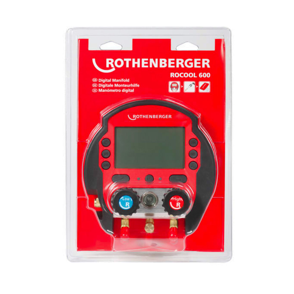 Manifold digital ROCOOL 600 Rothenberger 1000000569, -1 - 60 bar, 4 x 1/4" SAE, 1 senzor temperatura - imagine 2