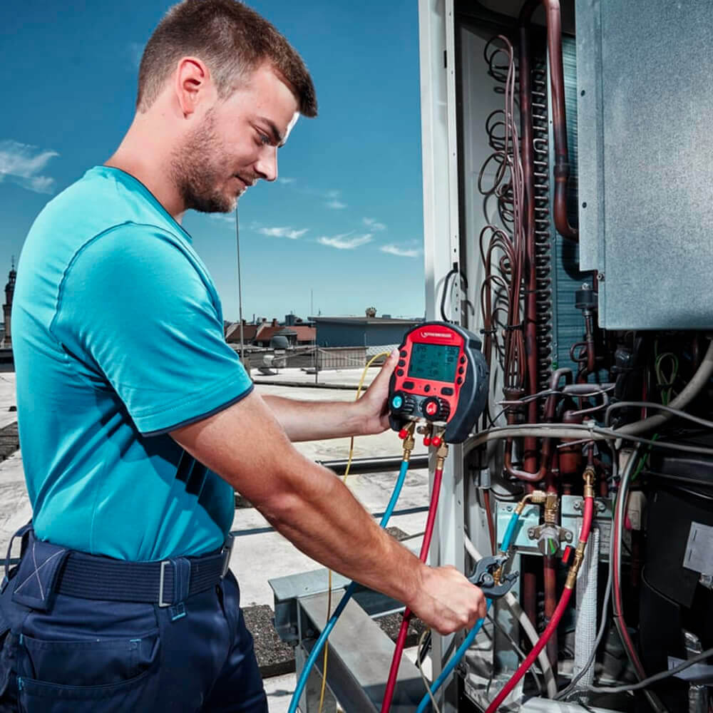 Manifold digital ROCOOL 600 Rothenberger 1000000569, -1 - 60 bar, 4 x 1/4" SAE, 1 senzor temperatura - imagine 3