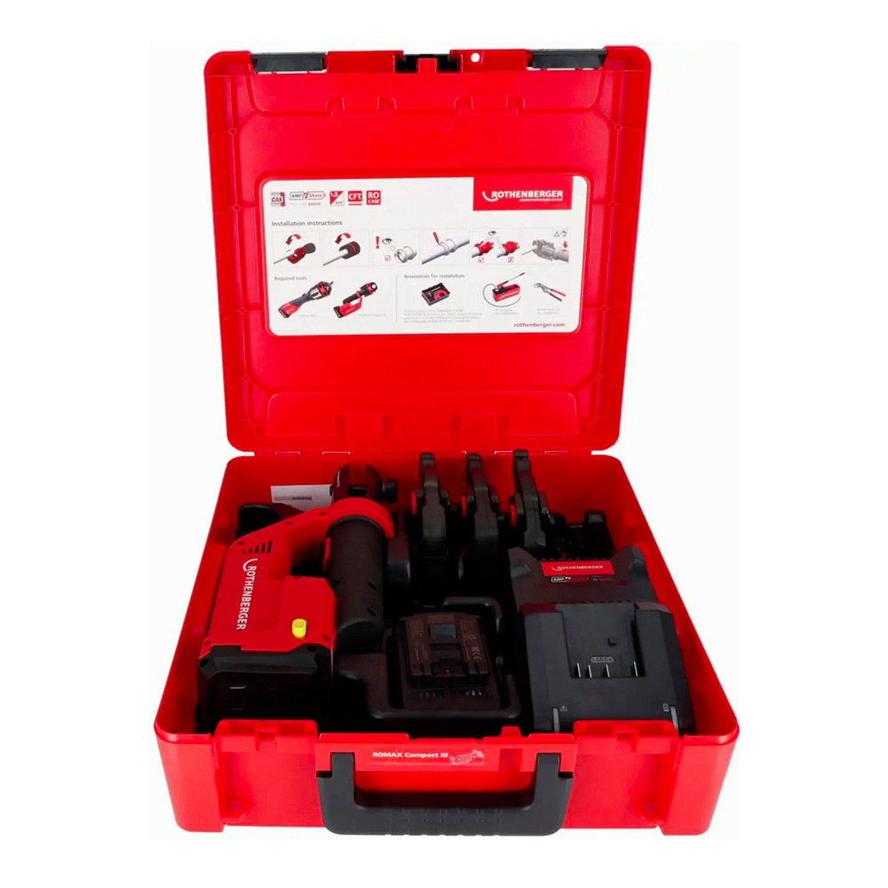 Masina de sertizat Rothenberger 1000004274, Romax Compact III, 19 kN, 1 acumulator 18V / 2.0 Ah, EU, AMPShare, set M 15–22–28 mm - imagine 2