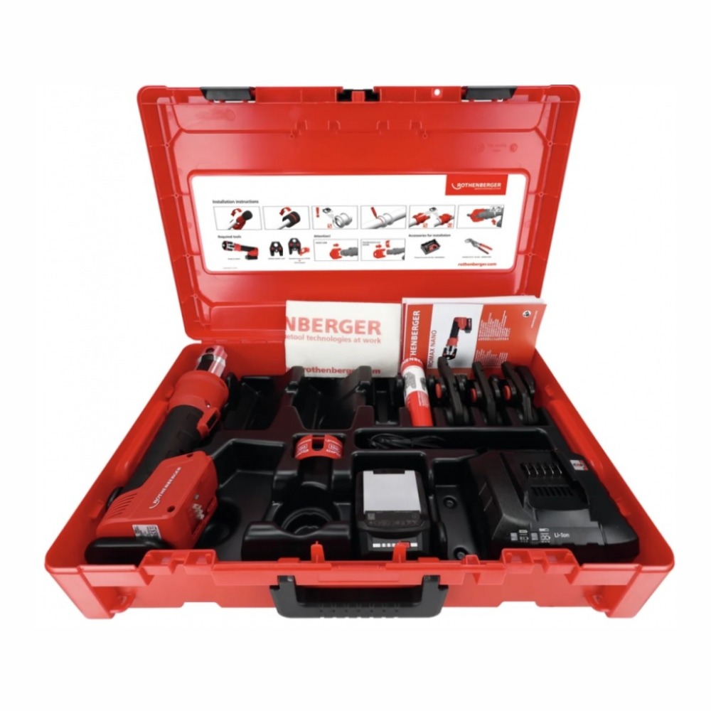 Masina de sertizat Rothenberger 1000005046, ROMAX NANO, 32 kN,  Set iJAW SV 15-22-28, 1 acumulator 18V, incarcator, CAS - imagine 2