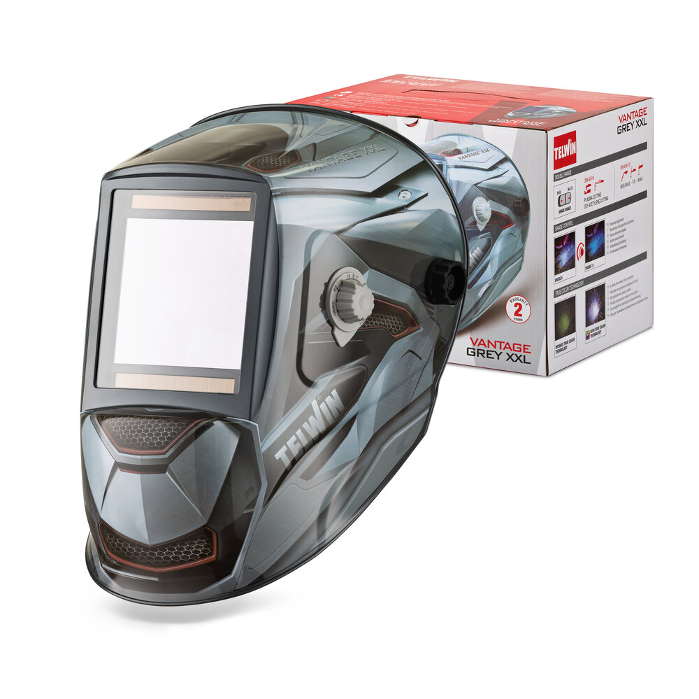 Masca de sudura automata cu filtru reglabil DIN 4/5 -9/9-13 Telwin 802937, VANTAGE GREY XXL, MMA/Mig-Mag/TIG - imagine 2