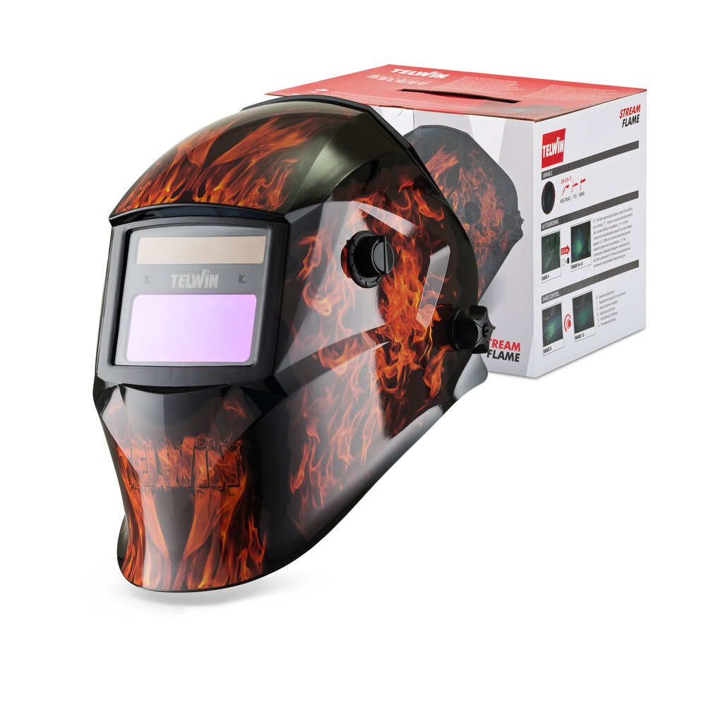 Masca de sudura automata cu filtru reglabil DIN 4/9-13 Telwin 804235, STREAM FLAME, MMA/Mig-Mag/TIG - imagine 4
