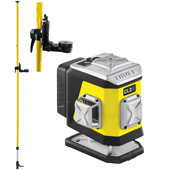 Set nivela laser cu linii 2 x 360° Nivel System CL2B SET LP36, fascicul albastru, 30/70m, acumulator 3,7 V, geanta transport, tija ancorare LP36