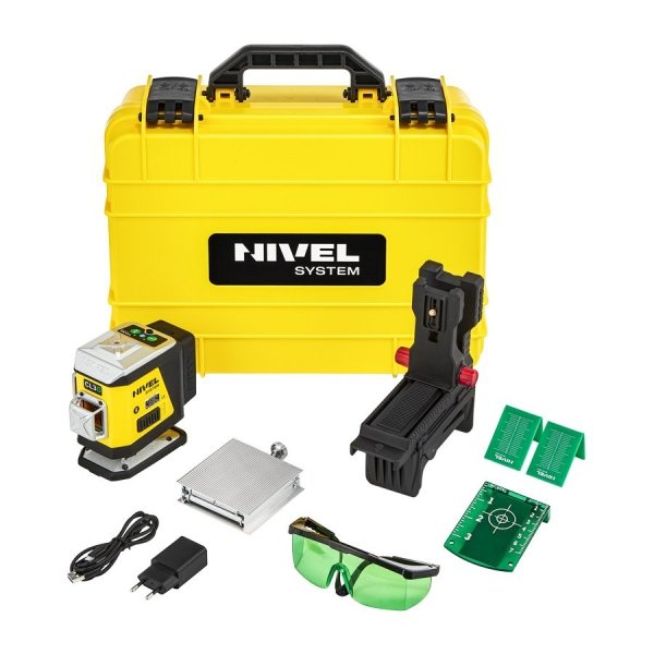 Set nivela laser cu linii 3 x 360° Nivel System CL3G SET LP36, fascicul verde, 30/70m, acumulator 3,7 V, geanta transport, tija ancorare LP36