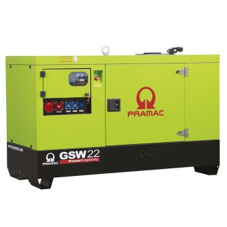 Generator de curent diesel Pramac GSW22Y_S_M, trifazat, 19.34 kVA, panou manual, carcasa insonorizata