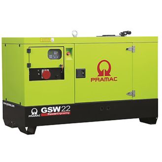 Generator de curent diesel Pramac GSW22Y_S, trifazat, 19.34 kVA, panou automat, carcasa insonorizata