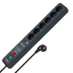 Prelungitor cu protectie la supratensiune Secure-Tec 19.500 A Brennenstuhl 1159540376, 3.0 m, antracit, 3x1.5 mmp, 6 posturi