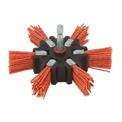 Perie Wolfcraft 1512000, tip evantai, D 100 mm, nylon rosu, tija hexagonala 1/4"