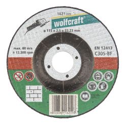 Disc de taiere abraziv Wolfcraft 1621099 pentru piatra, D 115x22.2x2.5 mm