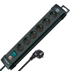 Prelungitor cu intrerupator Premium-Line Brennenstuhl 1951160100, 3.0 m, negru, 3x1.5 mmp, 6 posturi