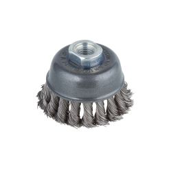 Perie Wolfcraft 2125000, tip oala, D 75 mm, pentru polizoare unghiulare, sarma rasucita, filet M14