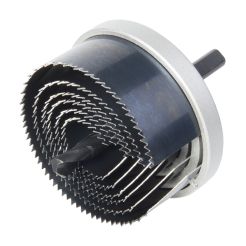 Set carote standard Wolfcraft 2165000,cu 6 carote cu diametre multiple:25, 32, 40, 45, 54, 65 mm,adancime de taiere 23 mm, tija hexagonala

