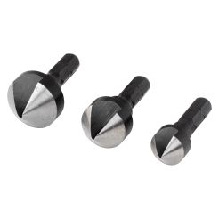 Set de burghie zencuire WS Wolfcraft 2584000, D 12, 16, 19 mm, pentru suruburi cu cap ingropat cu D 3 - 10 mm