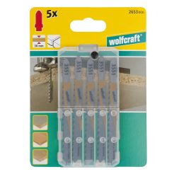 Set 5 panze pentru fierastrau pendular Wolfcraft 2653000, prindere in T, pentru lemn, adancime taiere 30 mm