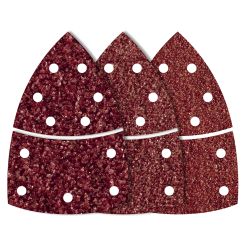 Set 15 foi abrazive autoadezive Wolfcraft 3118000, Gr. 40/80/120, perforate, foaie delta 95 mm + foaie baza cu scai
2 pcs.: foaie delta 95 mm + foaie baza cu scai