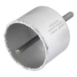 Carota diamantata cu acoperire tungsten Wolfcraft 3898000, diametru D 83 mm, adancime de taiere 55 mm, cu ax hexagonal si burghiu de centrare HM, D 8 mm