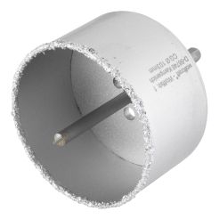 Carota diamantata cu acoperire tungsten Wolfcraft 3899000, diametru D 103 mm, adancime de taiere 55 mm, cu ax hexagonal si burghiu de centrare HM, D 8 mm