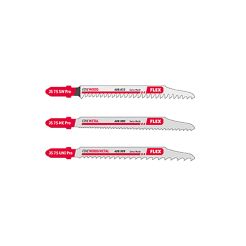 Set 3 lame pentru fierastrau pendular Flex 490008, JS 75 UNI Pro VE pentru, lemn, metal, lemn cu cuie/demolari, 75 mm