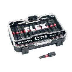 Set 15 biti pentru insurubat Flex 534157, TX25, prindere E63, lungime 50 mm
