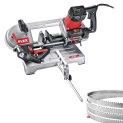 Fierastrau cu banda Flex SBG 4910, 850W, doua viteze, capacitate de taiere maxima 100 mm, bonus 4 panze Bi-Metal