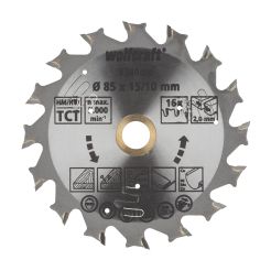 Panza pentru fierastrau circular cu acumulatori Wolfcraft 6340000, diametru 85 mm, diametru interior disc 15, 10 mm, latime taiere 1.5 mm, 16 dinti, seria mov