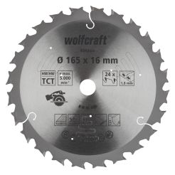 Panza pentru fierastrau circular cu acumulatori Wolfcraft 6343000, diametru 165 mm, diametru interior disc 16 mm, latime taiere 1.8 mm, 24 dinti, seria mov