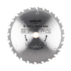 Panza pentru fierastrau circular cu acumulatori Wolfcraft 6346000, Ø 184 x 20/16 mm, 24 dinti, seria mov