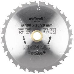 Panza pentru fierastrau circular cu acumulatori Wolfcraft 6347000, Ø 190 x 30/20 x 1.8 mm, 24 dinti