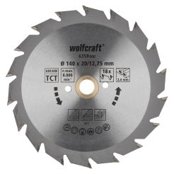Panza pentru fierastrau circular Wolfcraft 6359000, diametru 140 mm, diametru interior disc 20 mm, latime taiere 2.4 mm, 18 dinti, seria verde.