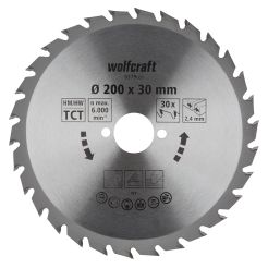 Panza pentru fierastrau circular Wolfcraft 6379000, diametru 200 mm, diametru interior disc 30 mm, latime taiere 2.4 mm, 30 dinti, seria verde.