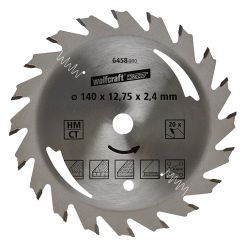 Panza pentru fierastrau circular Wolfcraft 6458000, diametru 140 mm, diametru interior disc 12.75 mm, latime taiere 2.4 mm, 20 dinti, seria argintie.