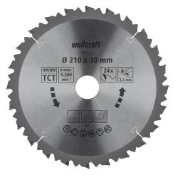 Panza pentru fierastrau circular de masa Wolfcraft 6550000, diametru 210 mm, diametru interior disc 30 mm, latime taiere 3.2 mm, 24 dinti, seria maro.