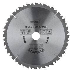 Panza pentru fierastrau circular de masa Wolfcraft 6552000, diametru 250 mm, diametru interior disc 20, 30 mm, latime taiere 3.2 mm, 24 dinti, seria maro.