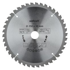 Panza pentru fierastrau circular de masa Wolfcraft 6583000, diametru 250 mm, diametru interior disc 30 mm, latime taiere 3.2 mm, 42 dinti, seria mov