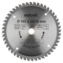 Panza pentru fierastrau circular de mana Wolfcraft 6621000, diametru 165 mm, diametru interior disc 20, 16 mm, latime taiere 2.5 mm, 48 dinti, seria mov