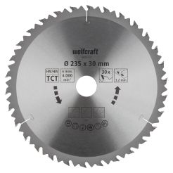 Panza pentru fierastrau circular Wolfcraft 6650000, diametru 235 mm, diametru interior disc 30 mm, latime taiere 3.2 mm, 30 dinti, seria maro.