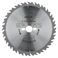 Panza pentru fierastrau circular de masa Wolfcraft 6660000, diametru 250 mm, diametru interior disc 30 mm, latime taiere 3.2 mm, 24 dinti, seria verde.
