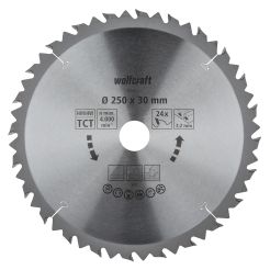 Panza pentru fierastrau circular de masa Wolfcraft 6740000, diametru 250 mm, diametru interior disc 30 mm, latime taiere 3.2 mm, 24 dinti, seria maro.