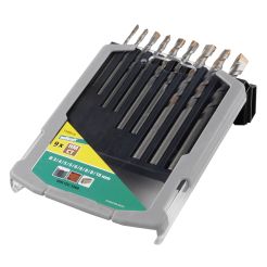 Set 9 burghie speciale vidia (HM) pentru beton Wolfcraft 7109000, diametre 3-10 mm, prindere cilindrica