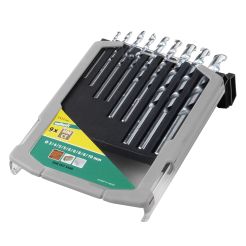Set 9 burghie cu coada cilindrica, vidia (HM), pentru piatra, Wolfcraft 7111000, diametre 3-10 mm