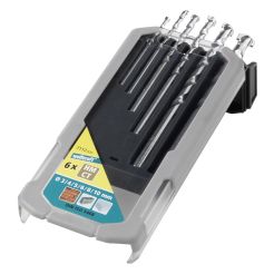 Set 6 burghie cu cu coada cilindrica, vidia (HM), pentru piatra, Wolfcraft 7112000, diametre 3-10 mm