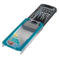 Set 10 panze pentru fierastrau pendular, taiere universala Wolfcraft 8630000, prindere in T, adancime taieri: 1 - 3 / 2,5 - 4 / 20 / 30 / 50 / 65 mm