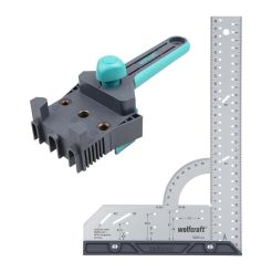 Set masurare si dibluire Wolfcraft 8655000 2 ajutoare inteligente pentru îmbinari cu dibluri