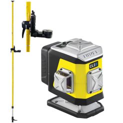 Set nivela laser cu linii 2 x 360° Nivel System CL2B SET LP36, fascicul albastru, 30/70m, acumulator 3,7 V, geanta transport, tija ancorare LP36