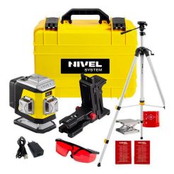 Set nivela laser cu linii 3 x 360° Nivel System CL3R SET SJJM1EX, fascicul rosu, 30/70m, acumulator 3,7 V, geanta transport, trepied 1,82 m