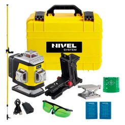 Set nivela laser cu linii 4 x 360° Nivel System CL4B_SET_LP36, fascicul albastru, 30/70m, acumulator 3,7 V, geanta transport, tija ancorare LP36