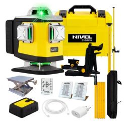 Set nivela laser cu linii 4 x 360° Nivel System CL5G SET LP36, fascicul verde, 30/70m, acumulator 3,7 V, geanta transport, tija ancorare LP36