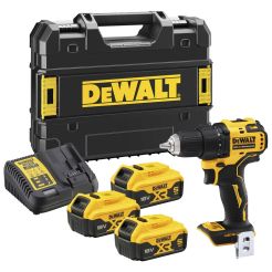 Masina de gaurit si insurubat DeWalt DCD708P3T, 65 Nm, cu 3 acumulatori XR 18V / 5.0Ah si incarcator in valiza de transport.