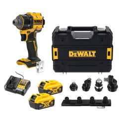 Masina de insurubat cu impact cu 4 capete interschimbabile DeWalt DCD803P2T, 2 acumulatori 18V XR / 5.0Ah, 73 Nm, cutie TSTAK