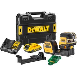 Nivela laser cu linii in cruce si 5 puncte DeWALT DCE825D1G18, raza verde, cu acumulator XR 18V / 2.0 Ah, 30 m